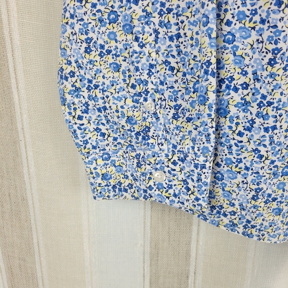 L.L. Bean Wrinkle Free 100% Cotton Button Down Shirt Blouse Blue Size 2X Floral - Picture 2 of 9